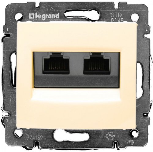 Розетка компьютерная без рамки Legrand Valena 2-м. RJ45+RJ45 5e слоновая кость картинка